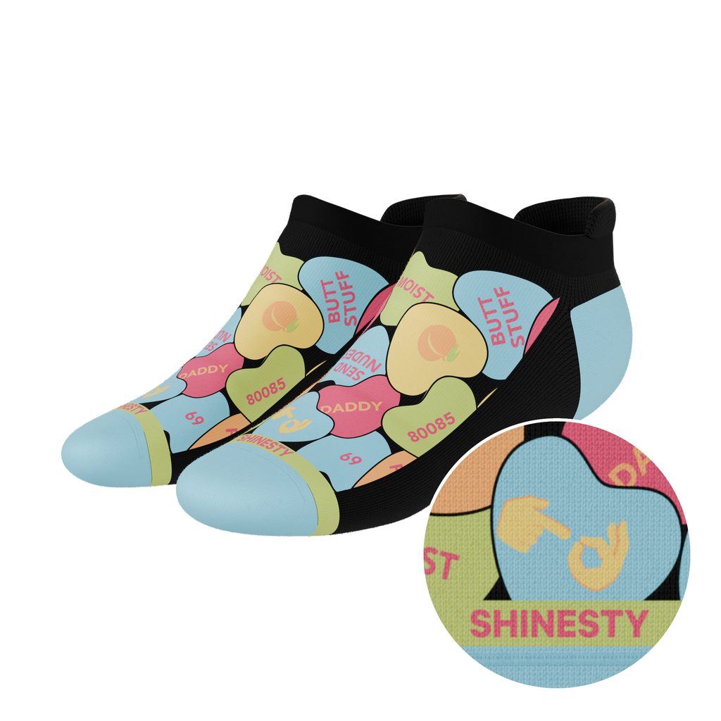 The Smooth Talker | Candy Hearts Heel Hammock™ Ankle Socks - Shinesty