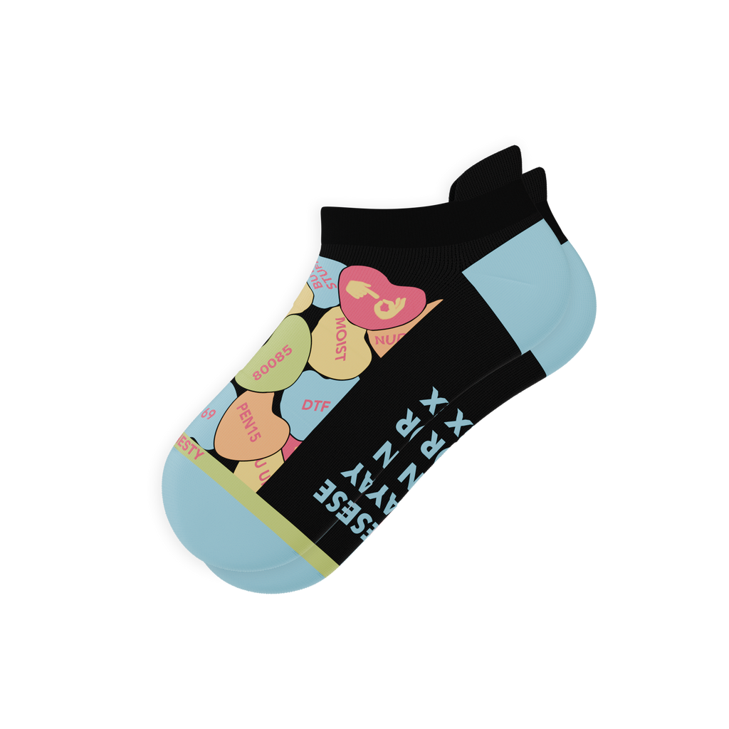 The Smooth Talker | Candy Hearts Heel Hammock™ Ankle Socks - Shinesty