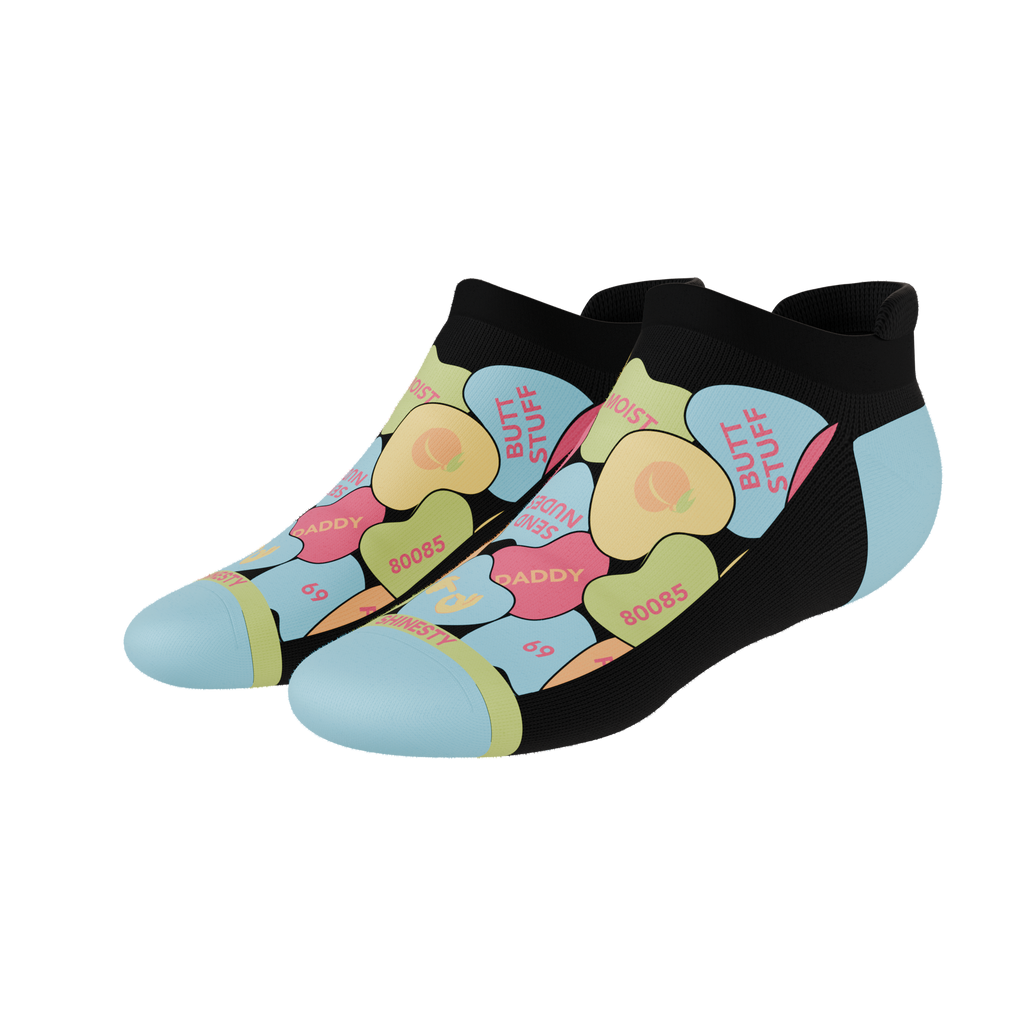 The Smooth Talker | Candy Hearts Heel Hammock™ Ankle Socks - Shinesty