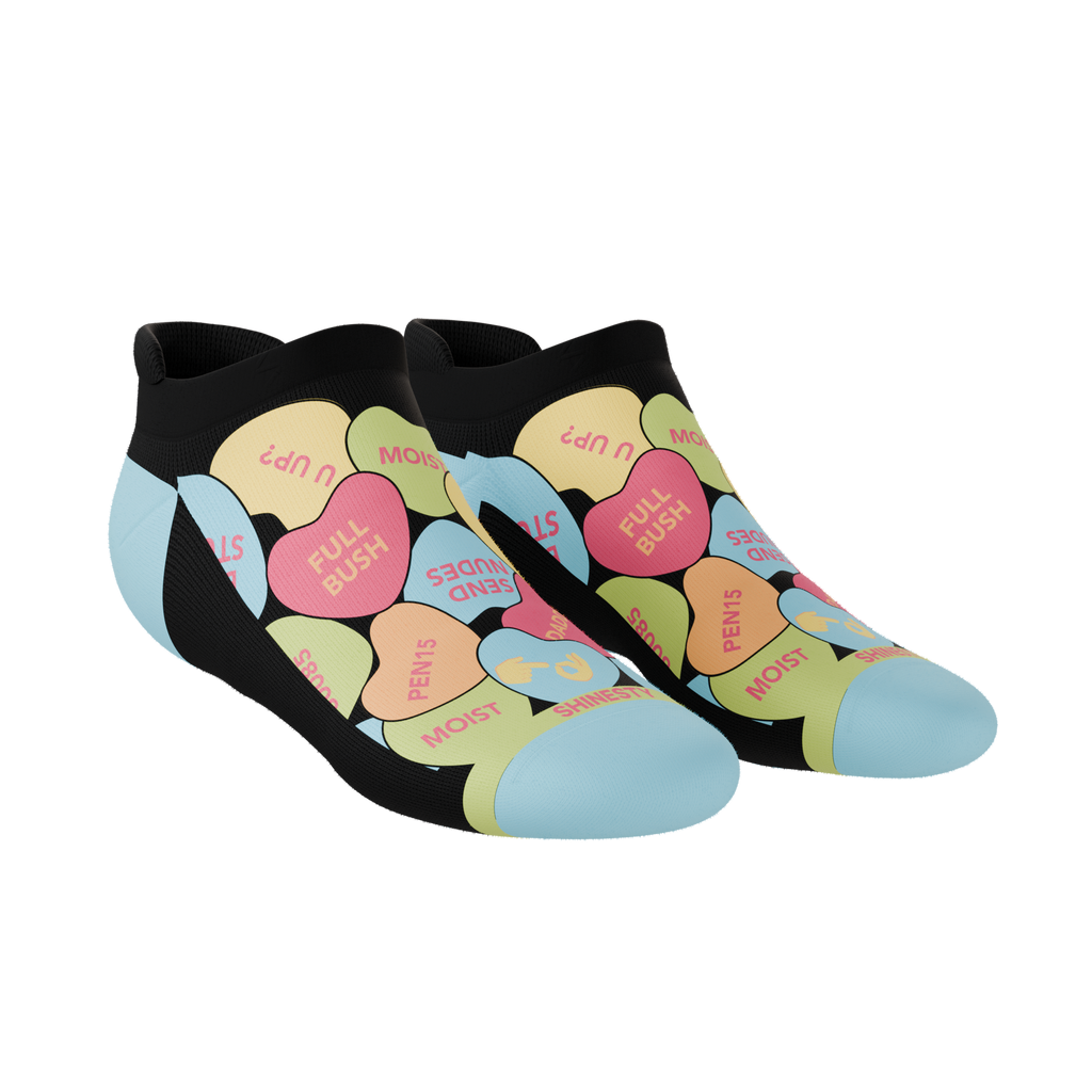 The Smooth Talker | Candy Hearts Heel Hammock™ Ankle Socks - Shinesty