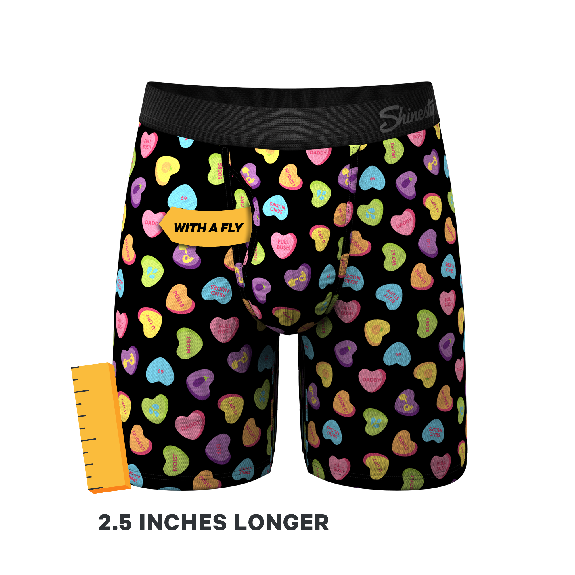 The Smooth Talker | Candy Hearts Ball Hammock® Boxer - Long Leg - Shinesty