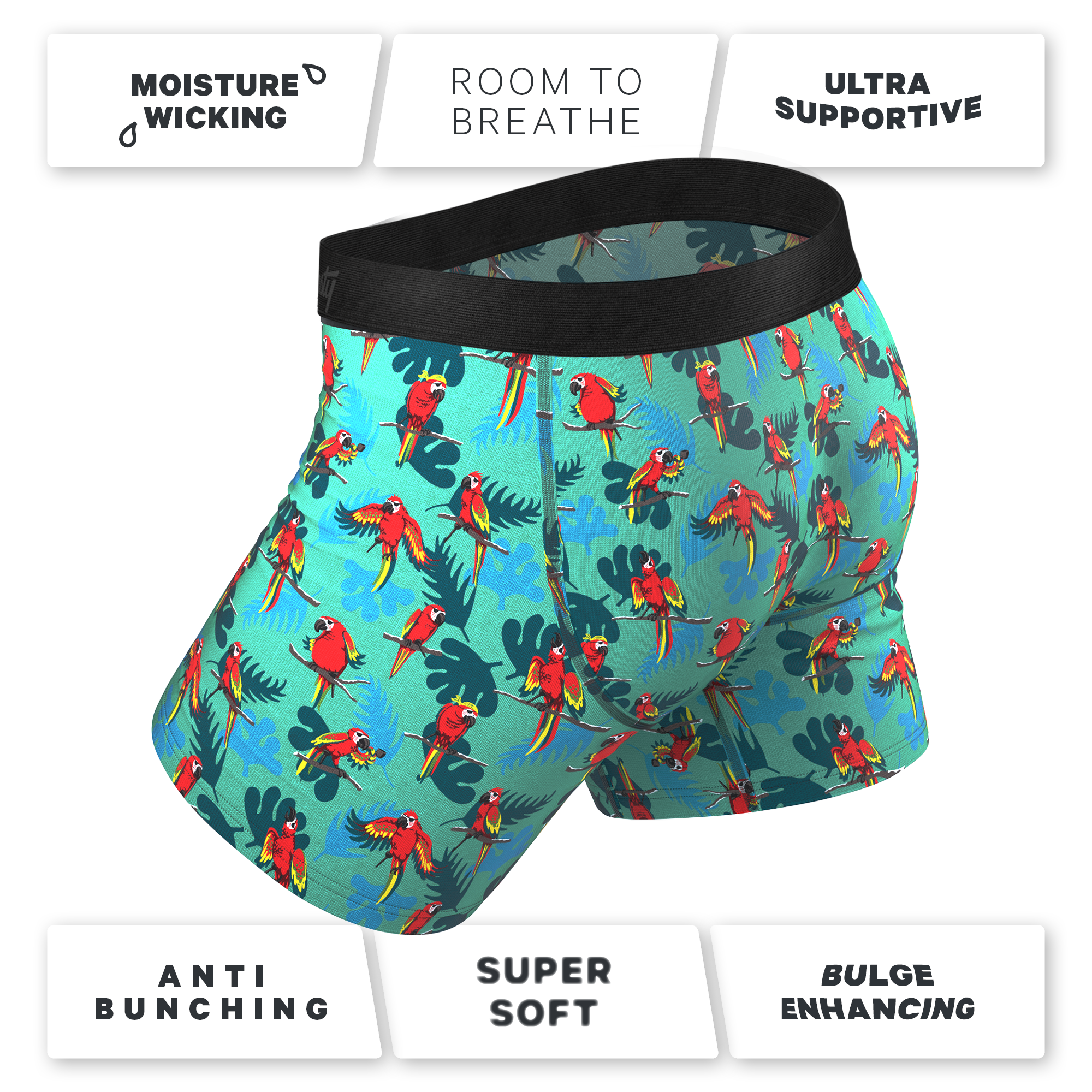 The Squawk Tease | Tropical Parrot Ball Hammock® Pouch Underwear - Shinesty