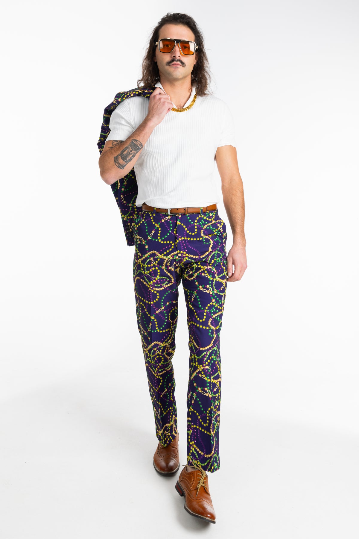 The Carnival Krewe | Mardi Gras Beads Suit Pants - Shinesty