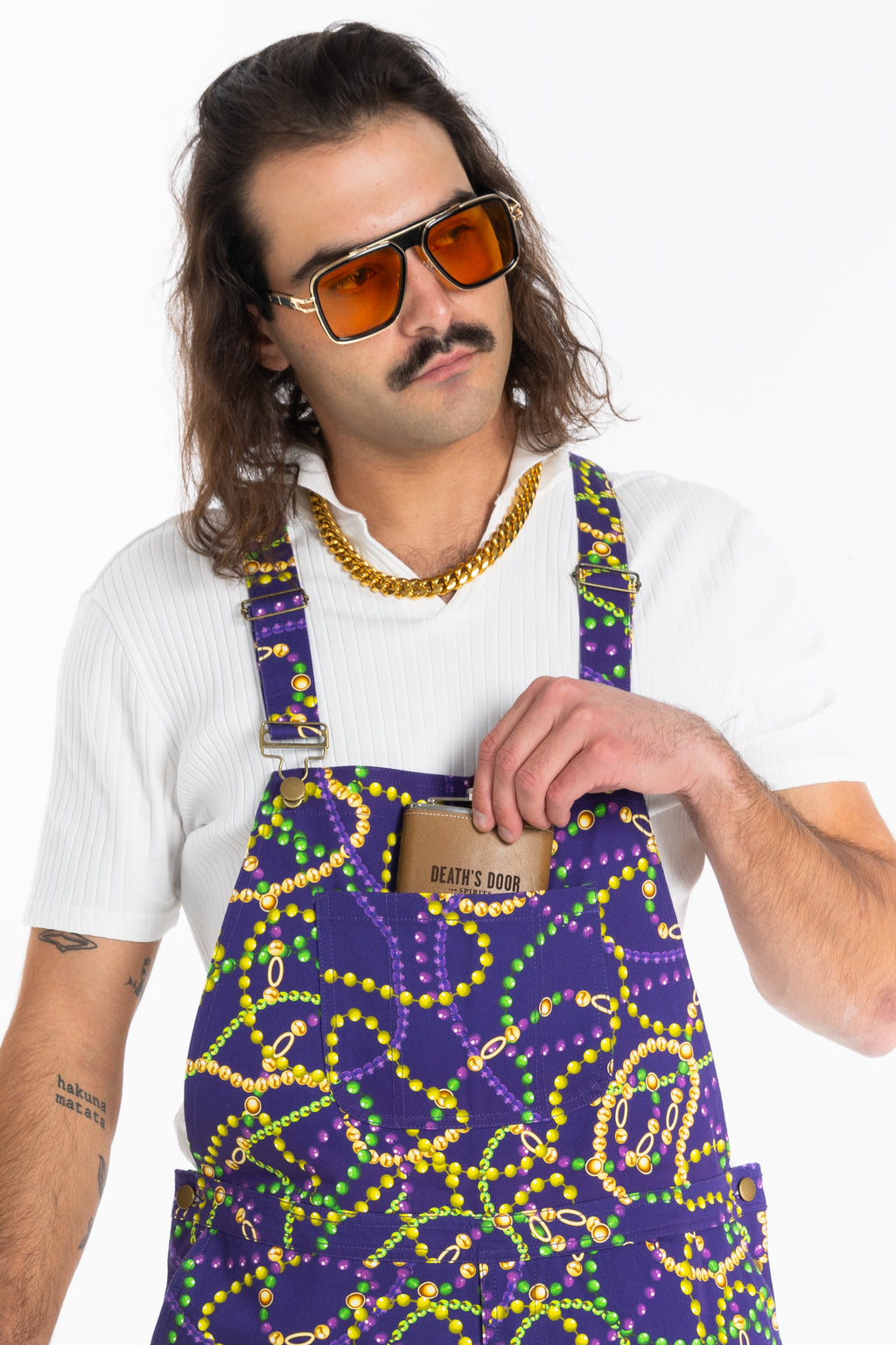 The Carnival Krewe | Mardi Gras Beads Men's Overalls - Shinesty