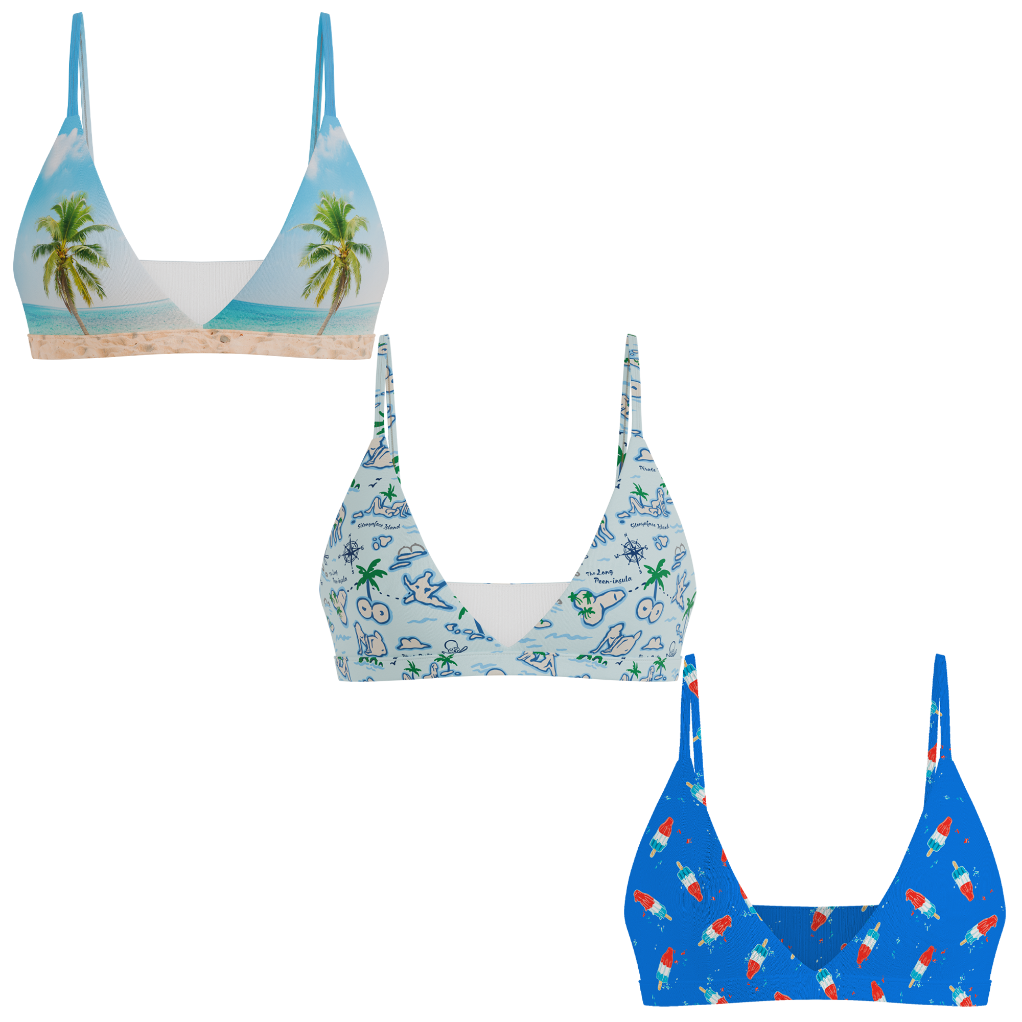 The Women Summer Essentials | Boob Hammock™ Triangle Bralette 3 Pack - Shinesty