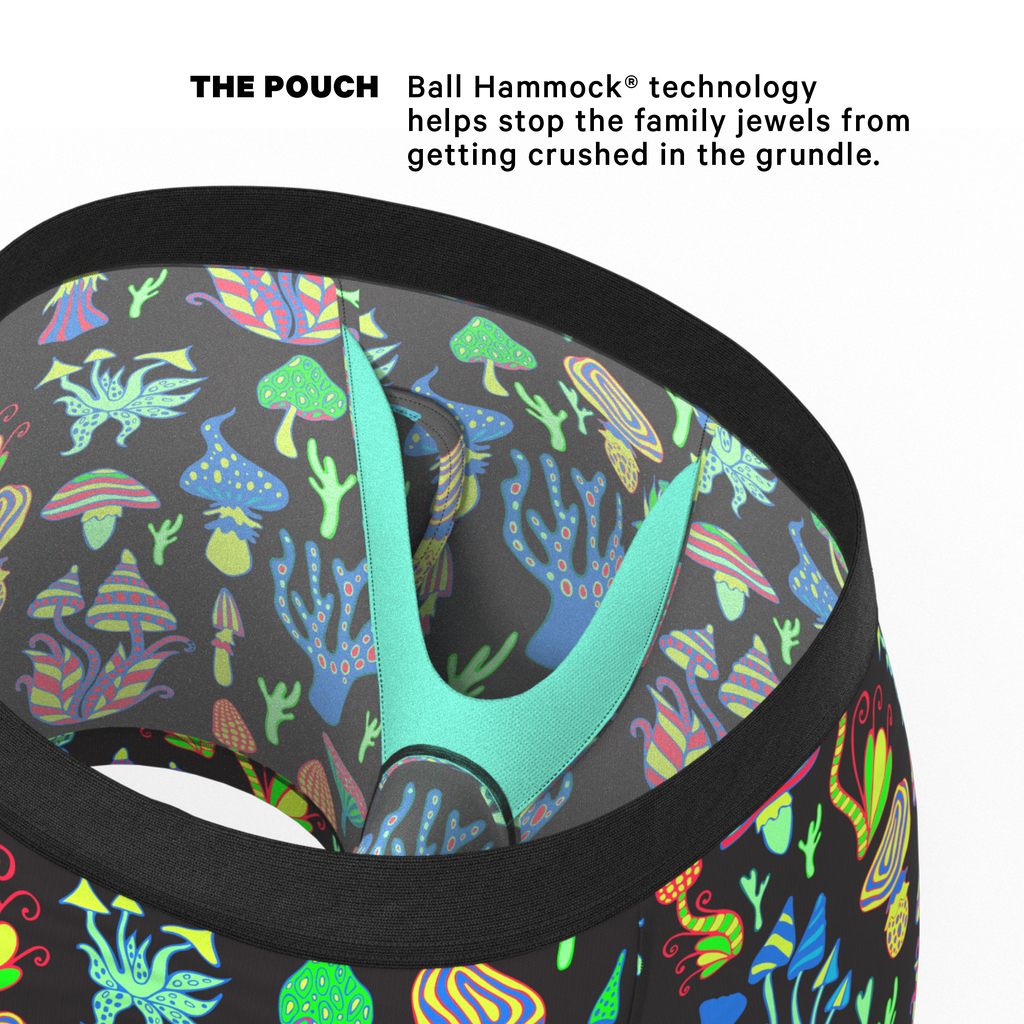The Super Shroom | Neon Mushrooms Ball Hammock® Pouch Underwear With Fly - Shinesty