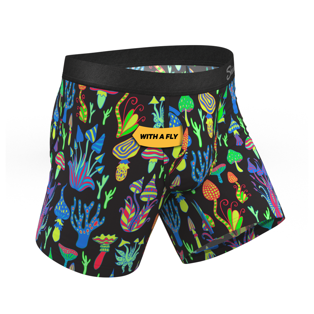The Super Shroom | Neon Mushrooms Ball Hammock® Pouch Underwear With Fly - Shinesty