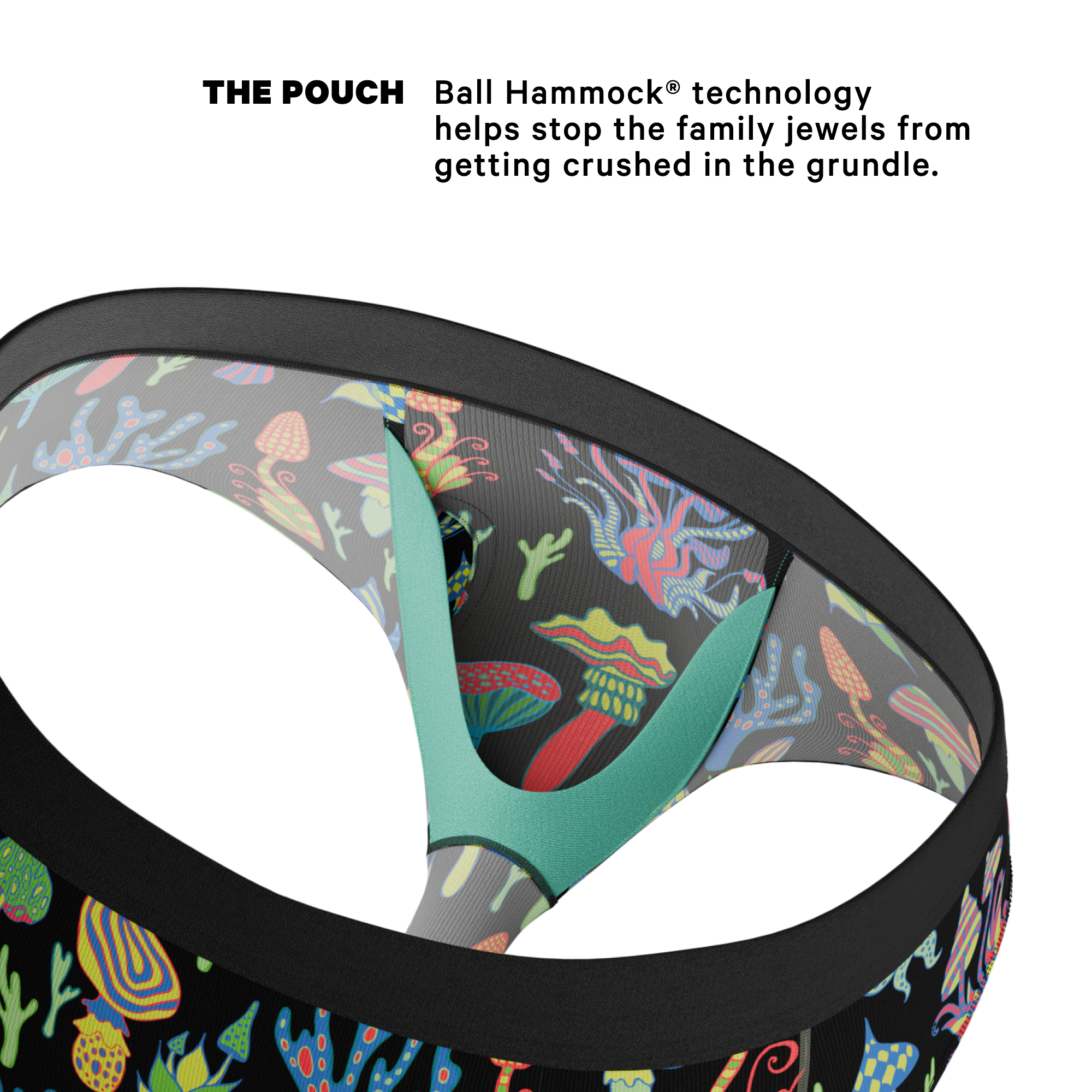 The Super Shroom | Neon Mushrooms Ball Hammock® Pouch Underwear Briefs - Shinesty