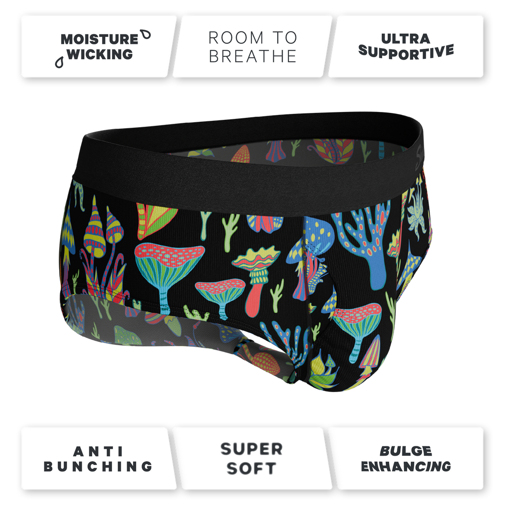 The Super Shroom | Neon Mushrooms Ball Hammock® Pouch Underwear Briefs - Shinesty