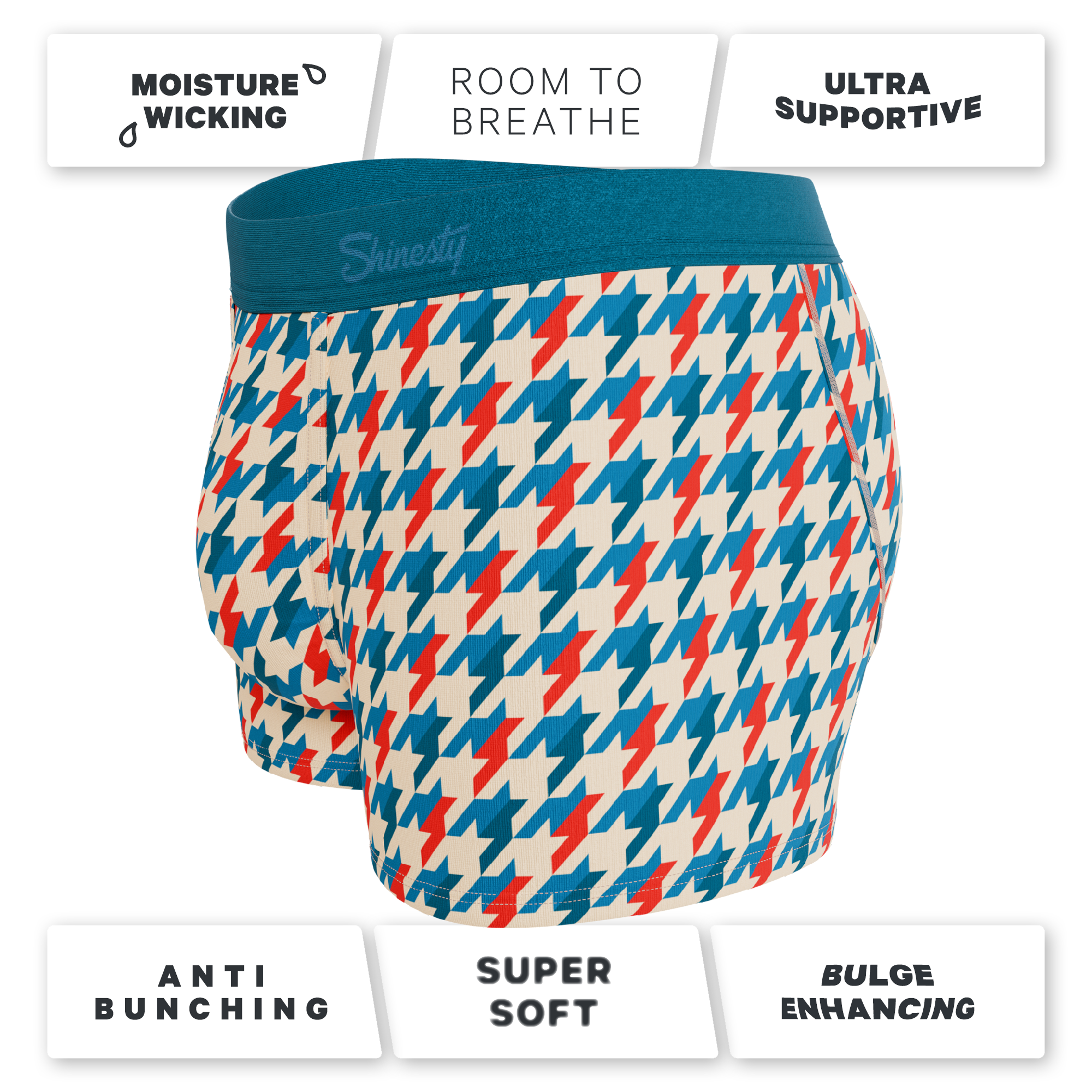 The Swanky | Retro Houndstooth Ball Hammock® Pouch Trunks Underwear - Shinesty