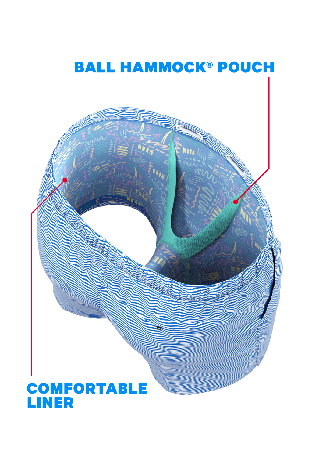 The Swim Lesson | Blue Wave Tropical Ball Hammock® Pouch 5" Swim Trunks - Shinesty