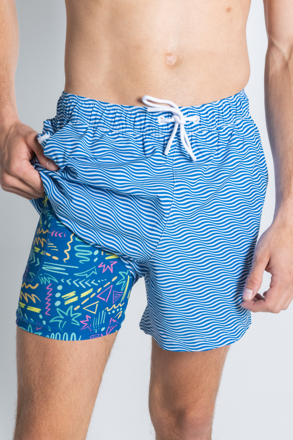 The Swim Lesson | Blue Wave Tropical Ball Hammock® Pouch 5" Swim Trunks - Shinesty