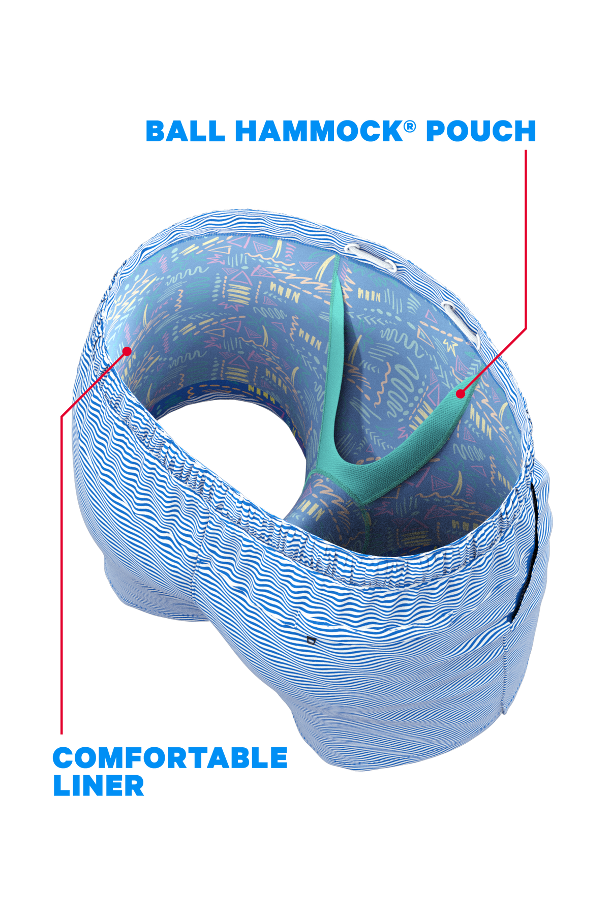 The Swim Lesson | Blue Wave Tropical Ball Hammock® Pouch 8" Swim Trunks - Shinesty