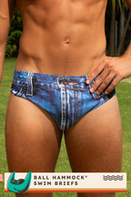 The Chattahoochee Daddy | USA Denim Print Swim Brief - Shinesty