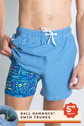 The Swim Lesson | Blue Wave Tropical Ball Hammock® Pouch 5" Swim Trunks - Shinesty