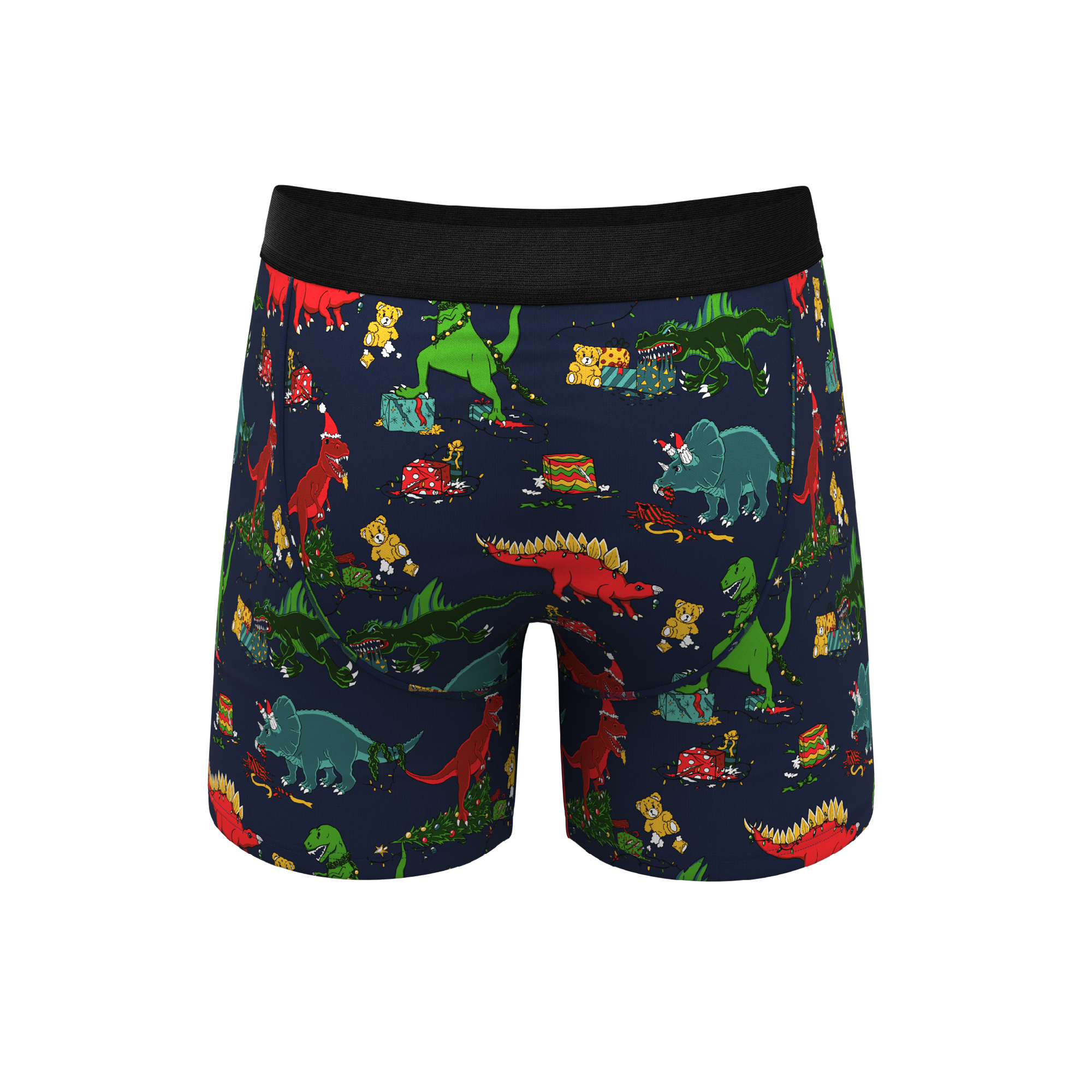 The T-Rexmas | Christmas Dinosaur Ball Hammock® Pouch Underwear With Fly - Shinesty