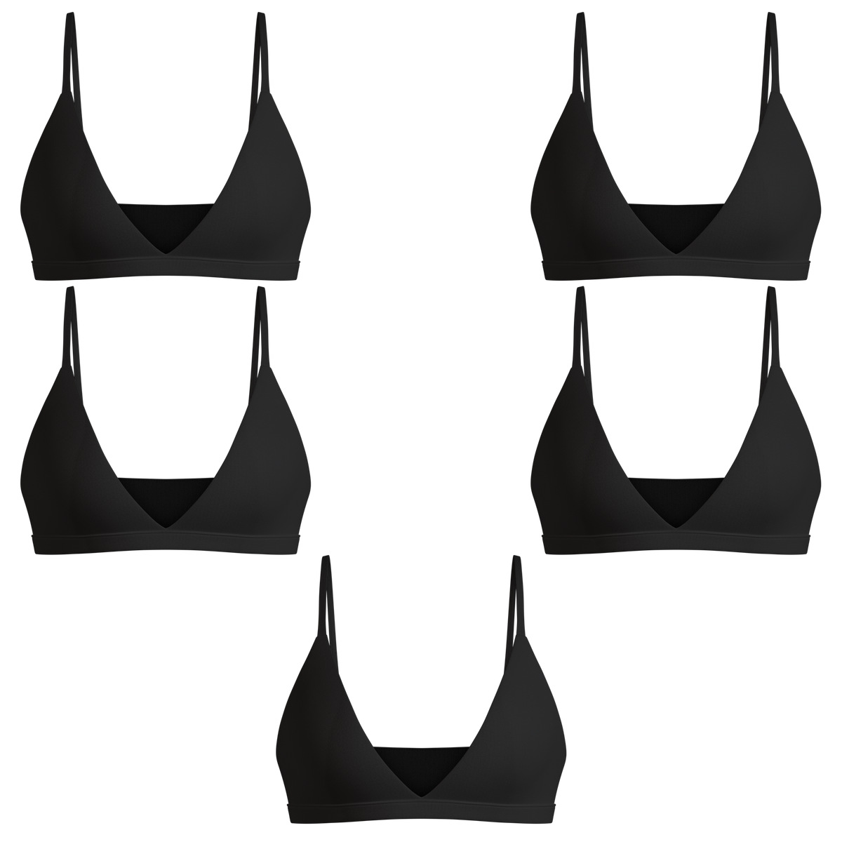 The Threat Level Midnight | Boob Hammock™ Triangle Bralette 5 Pack - Shinesty