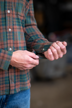 The Afterburn | Rust & Forest Heritage Plaid Chinchilla Soft™ Long Sleeve Stretch Button Up Shirt | Pre-Order | Ships early October 2026 - Shinesty