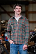 The Afterburn | Rust & Forest Heritage Plaid Chinchilla Soft™ Long Sleeve Stretch Button Up Shirt | Pre-Order | Ships early October 2026 - Shinesty
