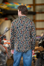 The Blender | Grey Duck Camo Chinchilla Soft™ Long Sleeve Stretch Button Up Shirt - Shinesty