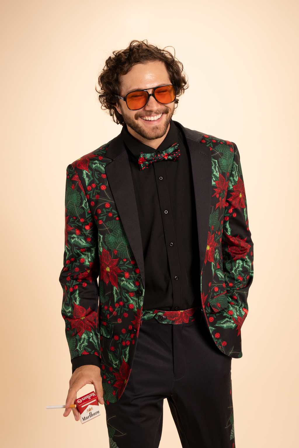 The Centerpiece | Poinsettia Men's Printed Bow Tie - Shinesty