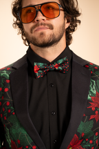 The Centerpiece | Poinsettia Men's Printed Bow Tie - Shinesty