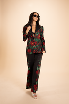 The Centerpiece | Poinsettia Notch Collar Lined Blazer - Shinesty