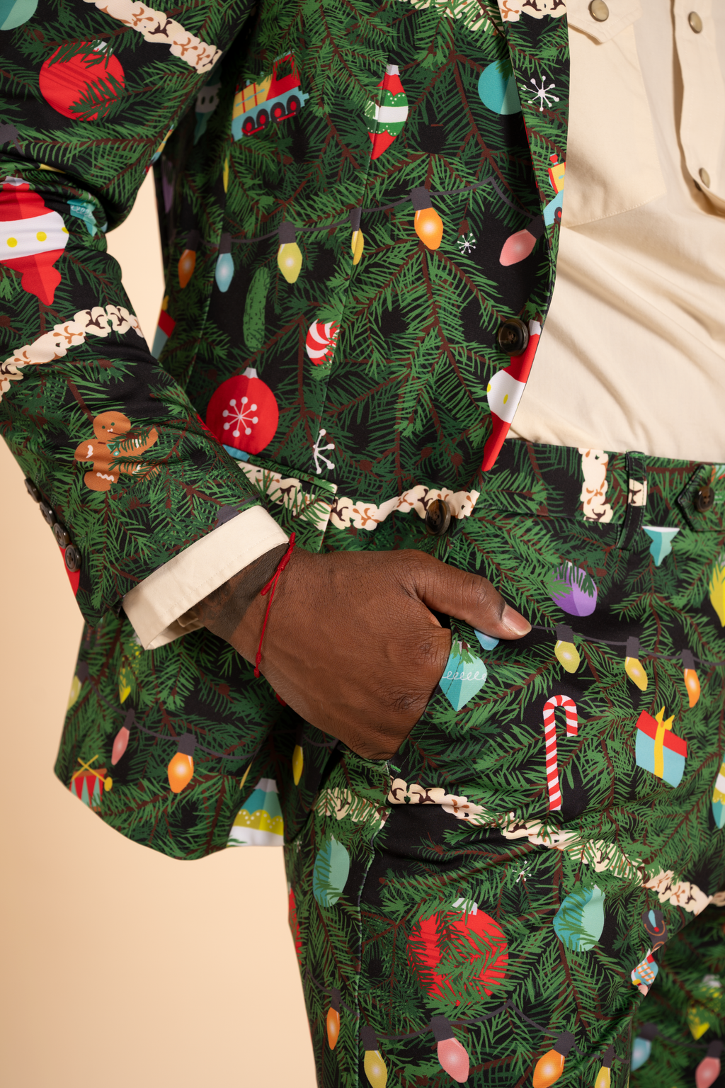 The Christmas Tree Camo | Christmas Tree Print Men's Printed Suit Pants - Shinesty