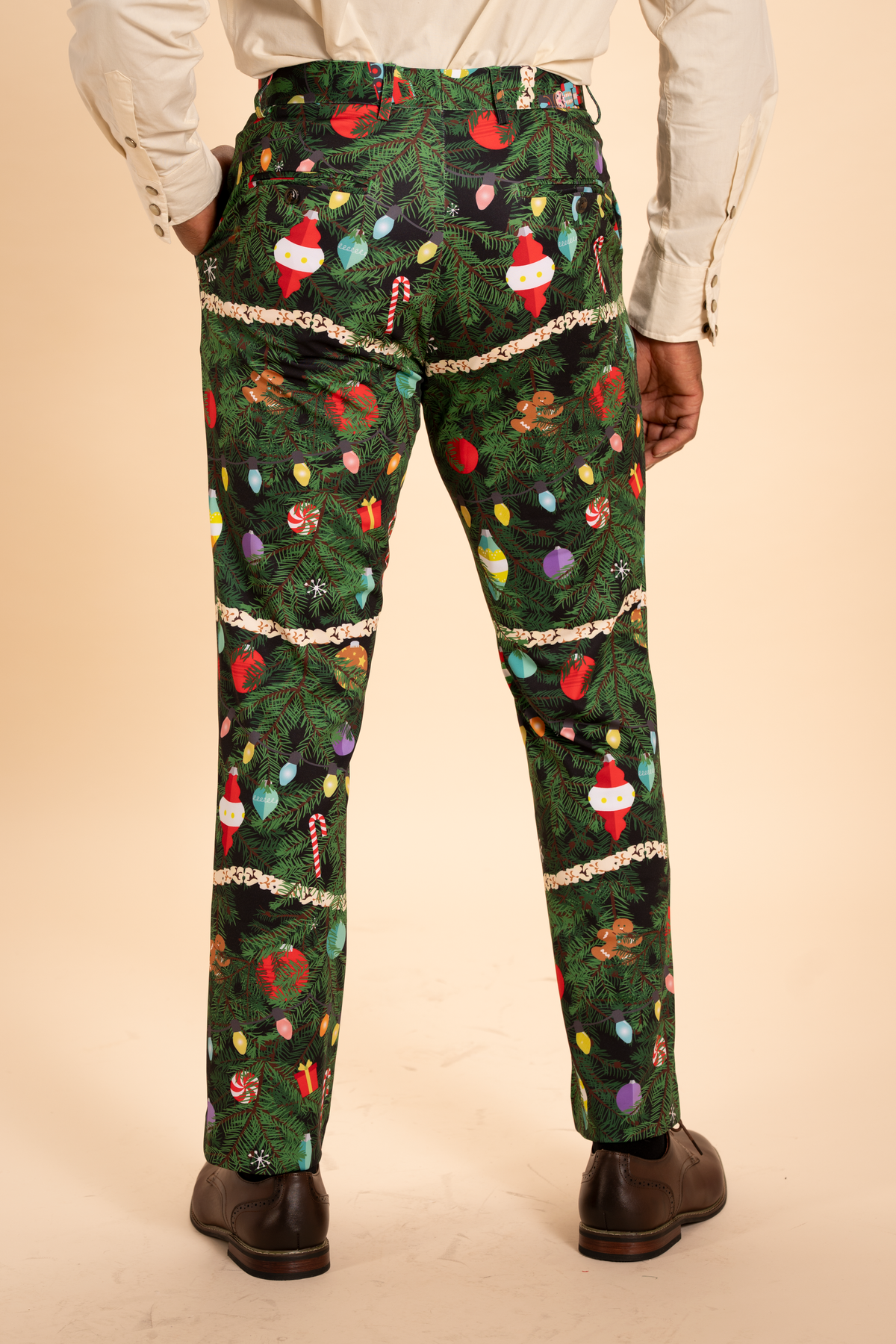 The Christmas Tree Camo | Christmas Tree Print Men's Printed Suit Pants - Shinesty