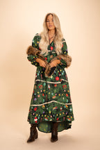 The Christmas Tree Camo | Christmas Tree Print Long Sleeve Dress