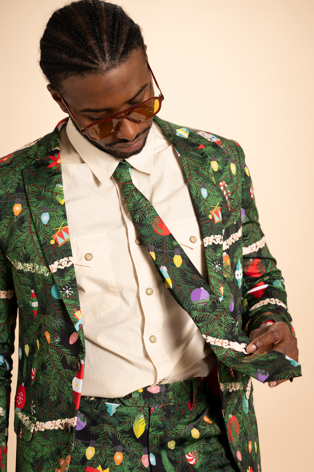The Christmas Tree Camo | Christmas Tree Print Men's Printed Party Tie - Shinesty