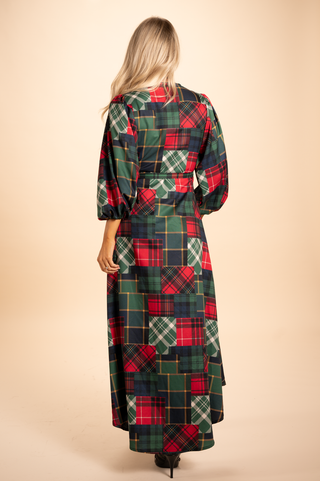 The Clash Of The Tartans | Tartan Patchwork Plaid Long Sleeve Dress - Shinesty