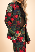 The Clash Of The Tartans | Tartan Patchwork Plaid Notch Collar Lined Blazer - Shinesty