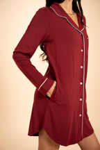 The Cranberry Cocktail | Crimson SleepDeep™ Long Sleeve Pajama Dress - Shinesty
