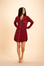 The Cranberry Cocktail | Crimson SleepDeep™ Long Sleeve Pajama Dress - Shinesty