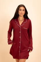 The Cranberry Cocktail | Crimson SleepDeep™ Long Sleeve Pajama Dress - Shinesty