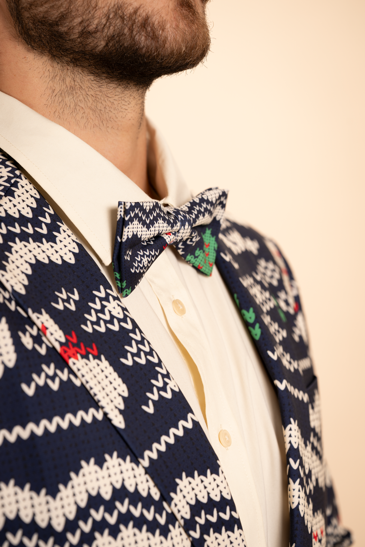 The Eggnog Aficionado | Snowman Fair Isle Men's Printed Bow Tie - Shinesty