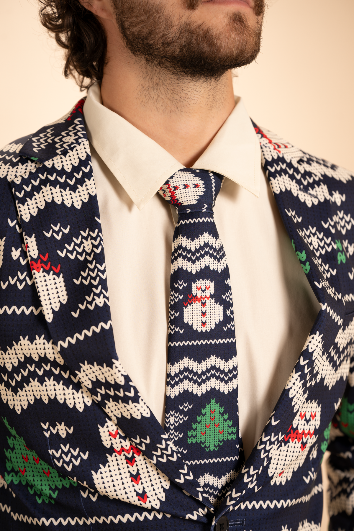The Eggnog Aficionado | Snowman Fair Isle Men's Printed Party Tie - Shinesty