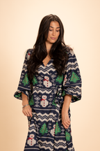 The Eggnog Aficionado | Snowman Fair Isle Long Sleeve Dress - Shinesty