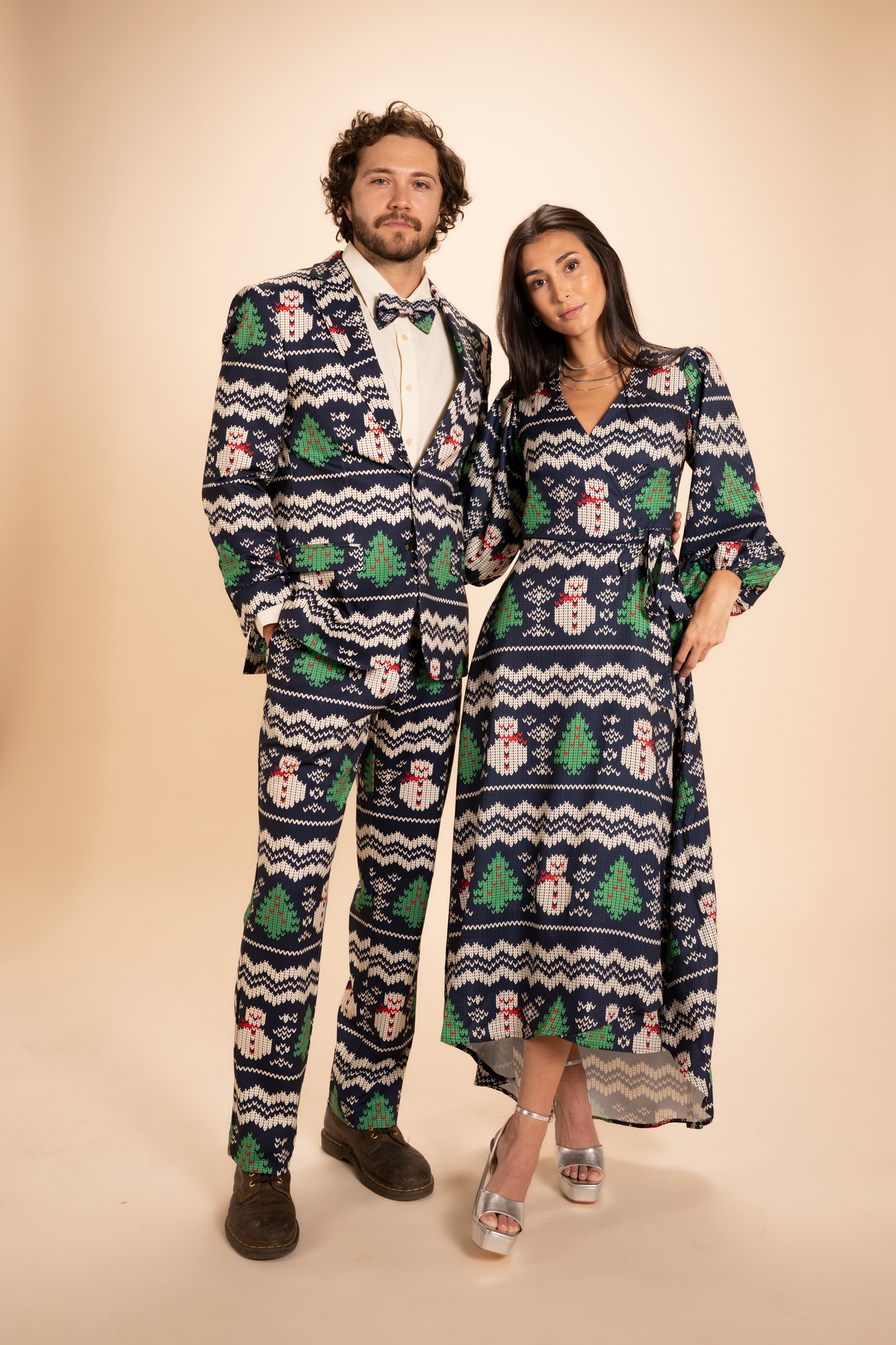 The Eggnog Aficionado | Snowman Fair Isle Long Sleeve Dress - Shinesty
