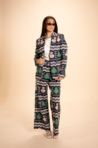 The Eggnog Aficionado | Snowman Fair Isle Notch Collar Lined Blazer - Shinesty