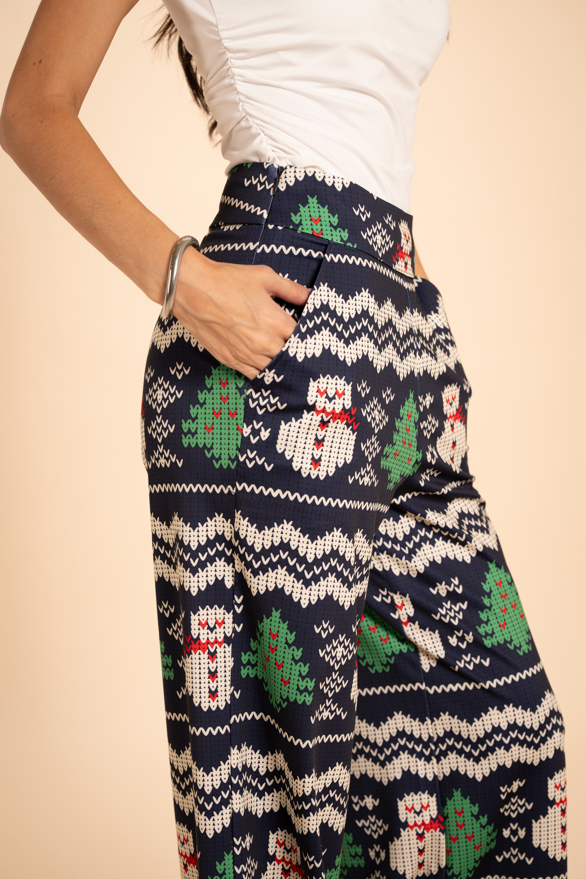 The Eggnog Aficionado | Snowman Fair Isle Wide Leg Pants - Shinesty
