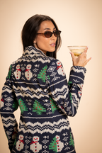 The Eggnog Aficionado | Snowman Fair Isle Notch Collar Lined Blazer - Shinesty
