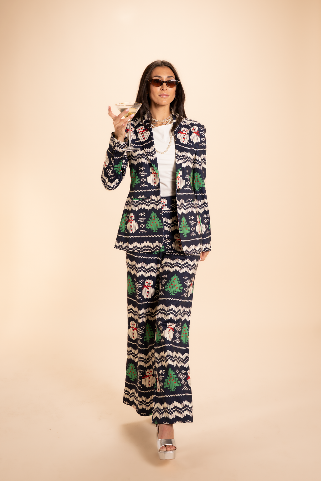 The Eggnog Aficionado | Snowman Fair Isle Wide Leg Pants - Shinesty