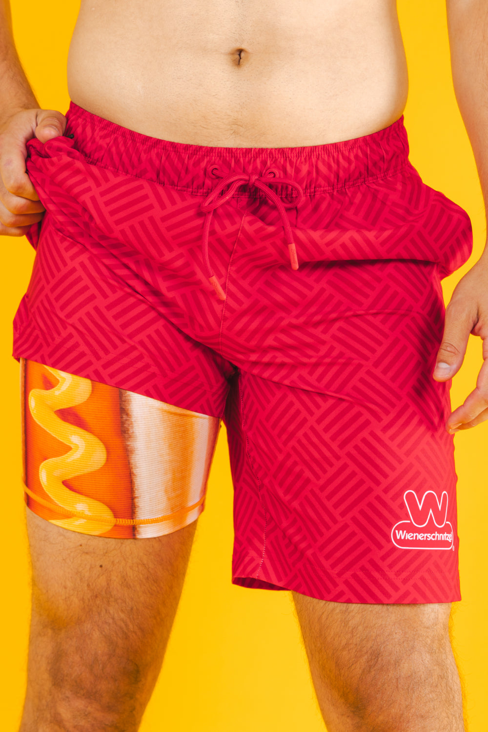 The Hot Dogs Or Legs | Wienerschnitzel x Shinesty Ball Hammock® Pouch 8" Swim Trunks - Shinesty