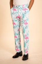 The La Flamenca | Flamingos Men's Printed Suit Pants - Shinesty