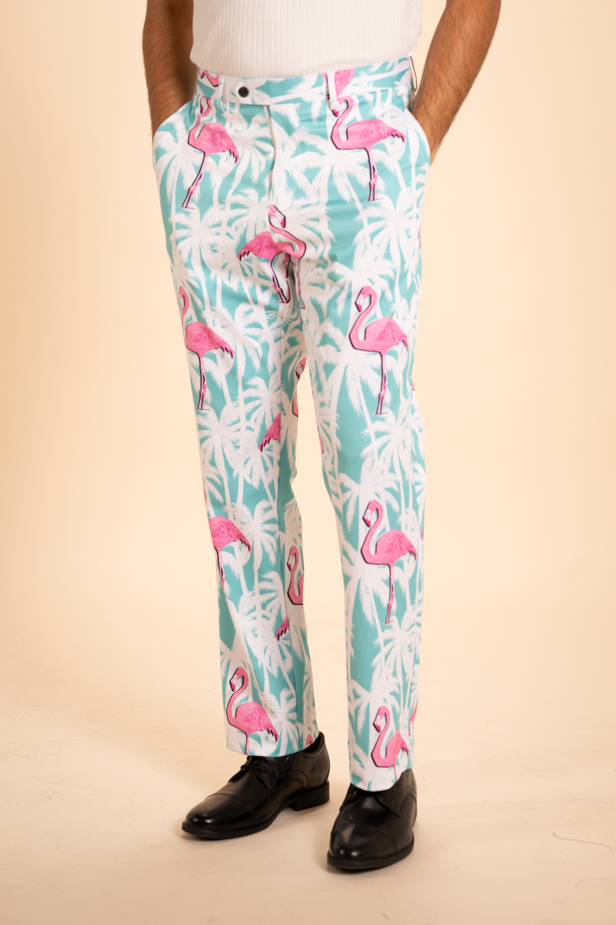 The La Flamenca | Flamingos Men's Printed Suit Pants - Shinesty