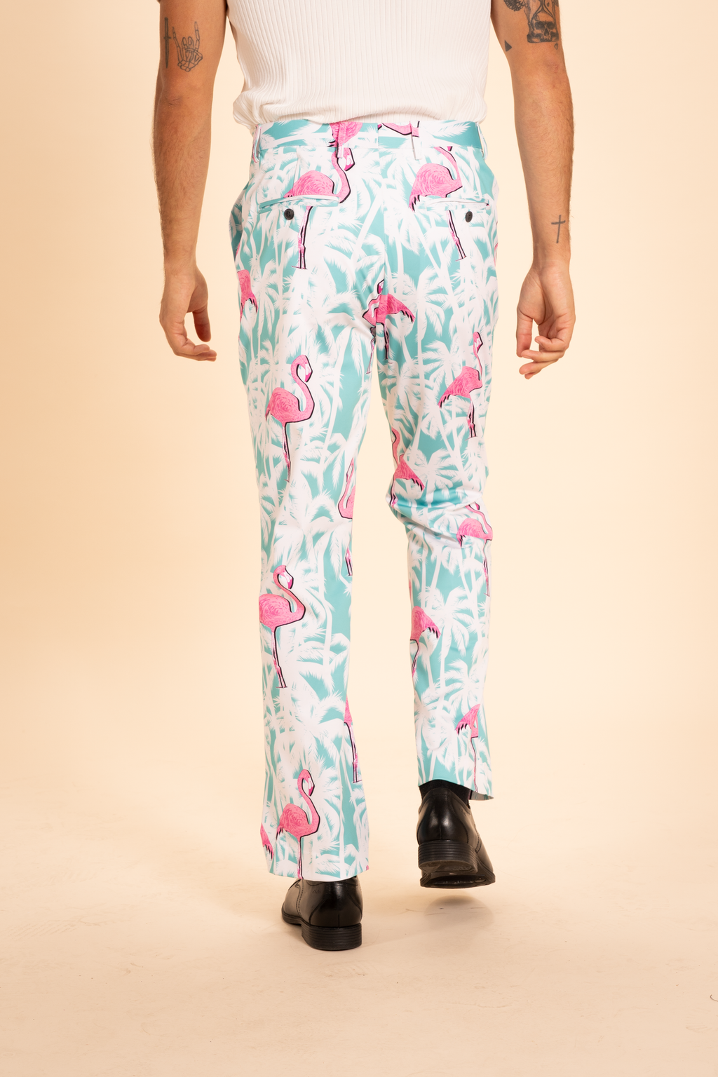 The La Flamenca | Flamingos Men's Printed Suit Pants - Shinesty