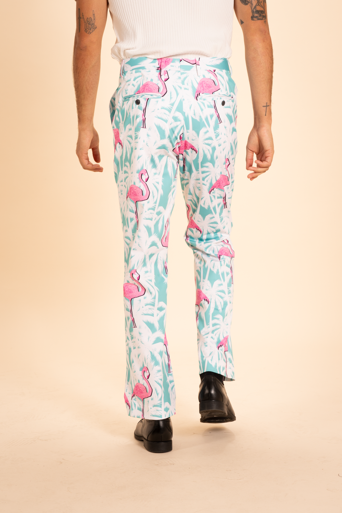 The La Flamenca | Flamingos Men's Printed Suit Pants - Shinesty