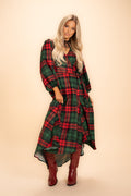 The Lincoln Log Love Daddy/Lady | Women's Green Plaid Christmas Long Sleeve Dress